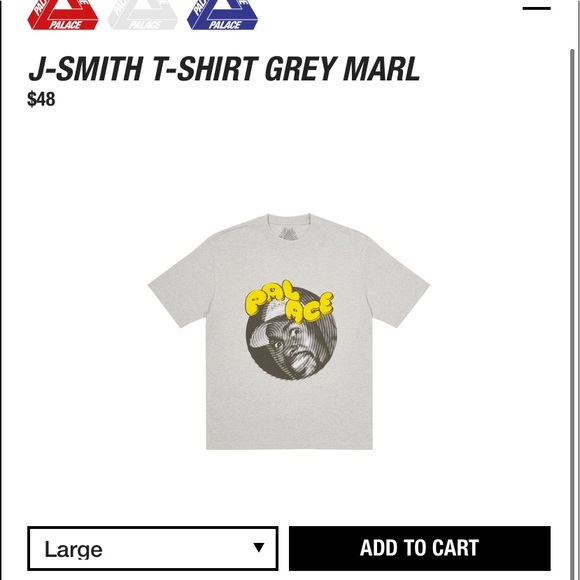 SOLD -off platform - Palace J-Smith T-Shirt Grey Marl - Picture 2 of 7